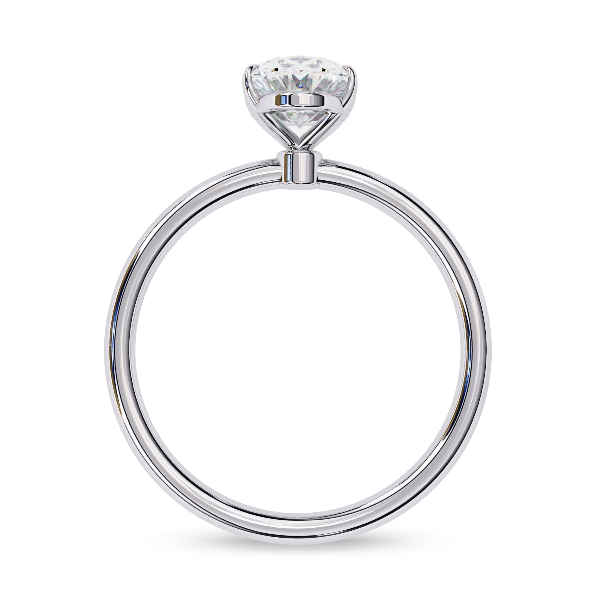 AFFY Solitaire Engagement Rings For Women, Center 9x6mm Oval Cut Lab Created Moissanite Wedding Anniversary Ring in 14K Solid White Gold Size-8.5