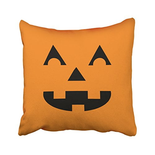 RYLABLUE Cute Vintage Halloween Cartoon Pumpkin Face Laughing Out Loud Simple Pattern Polyester 18 x 18 Inch Square Throw Pillow Covers With Hidden Zipper Home Sofa Cushion Decorative Pillowcases