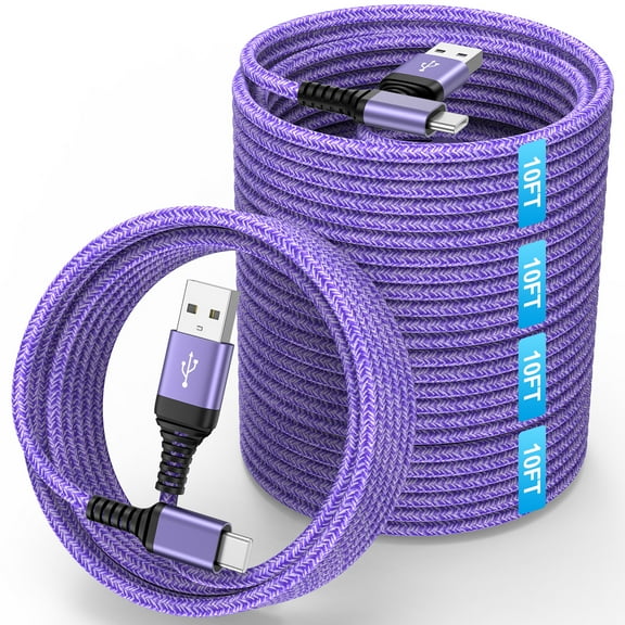 USB C Cables, Type C USB Cables 10FT Hootek 5 Pack Type C Charging Cable USB-C Cable Cord Type C to USB A Cable Android Type C Charging Cords Phone Cables for Samsung, Purple