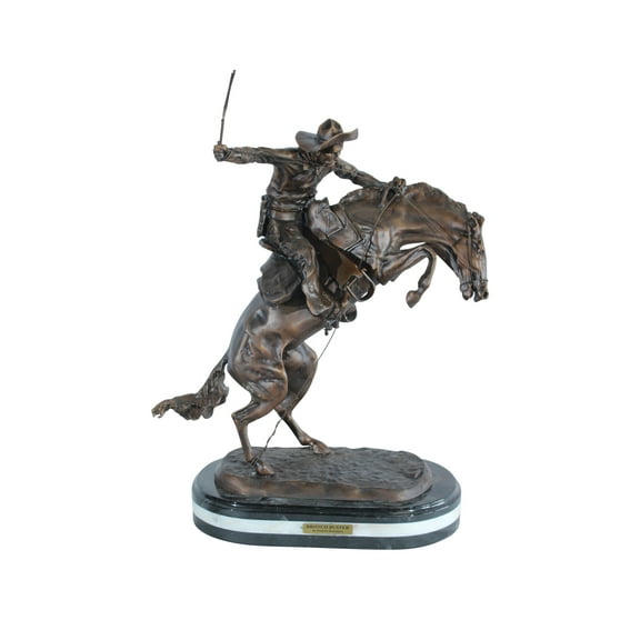 Bronco Buster Bronze Cowboy Sculpture Replica 18" x 14" x 23"H