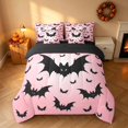 thumbnail image 3 of Homewish Scary Bat Silhouette Full Size Bedding Sets, Halloween Horror Full Size Bed in a Bag, Light Pink Black, Black Reversible 7 Pieces, 3 of 7