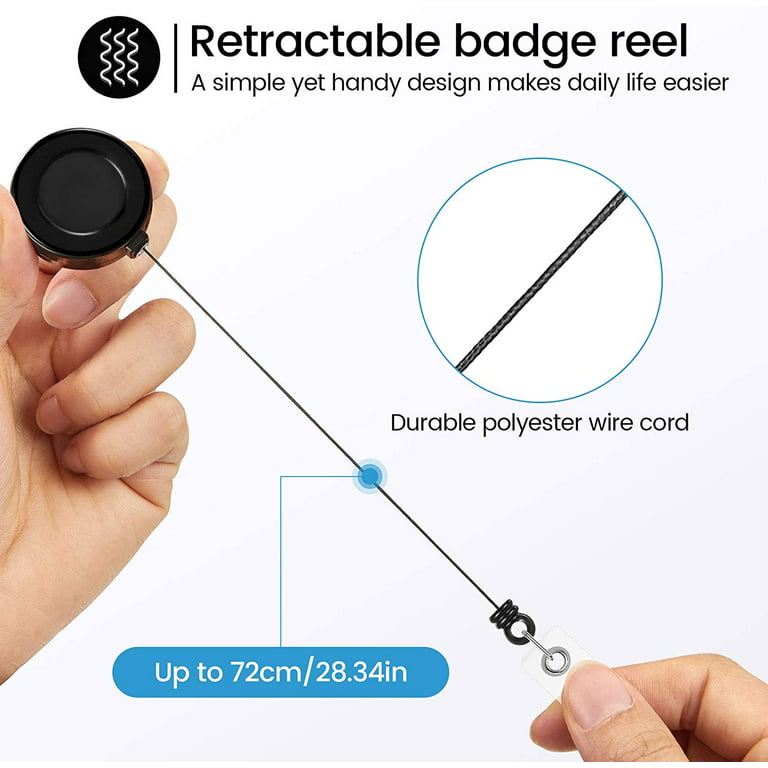 100 Pieces Retractable Badge Reel Clips ID Card Holder Reel with Metal Belt  Clip for Hanging Cards Key Chains, Name Badge Reels Holders for Nurses  Teachers Students Office Workers (Black) 