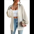 thumbnail image 3 of Chaqueta de Punto Holgada de Larga con Farol para Mujer Crema M, 3 of 9