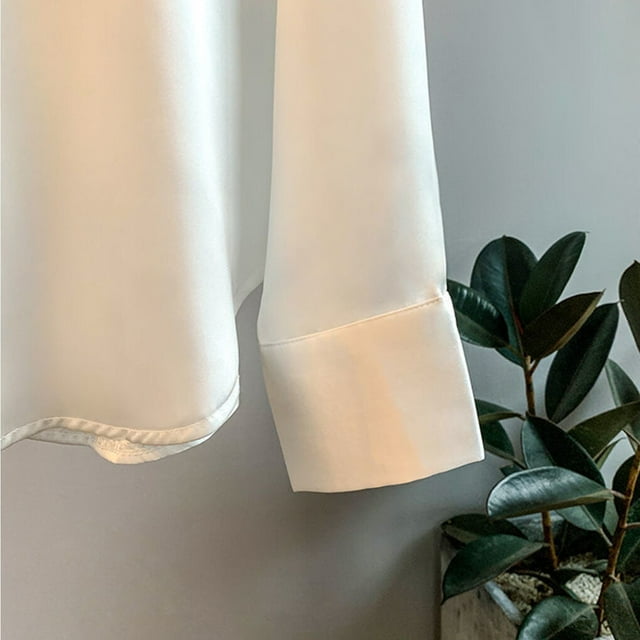 Chemise Boutonnée Style Décontracté pour Femmes Voyage Randonnée Travail Réunion Blouse à Revers Printemps Été Polyester Blouse à Revers Manches Longues Vêtements Vêtements Noir G