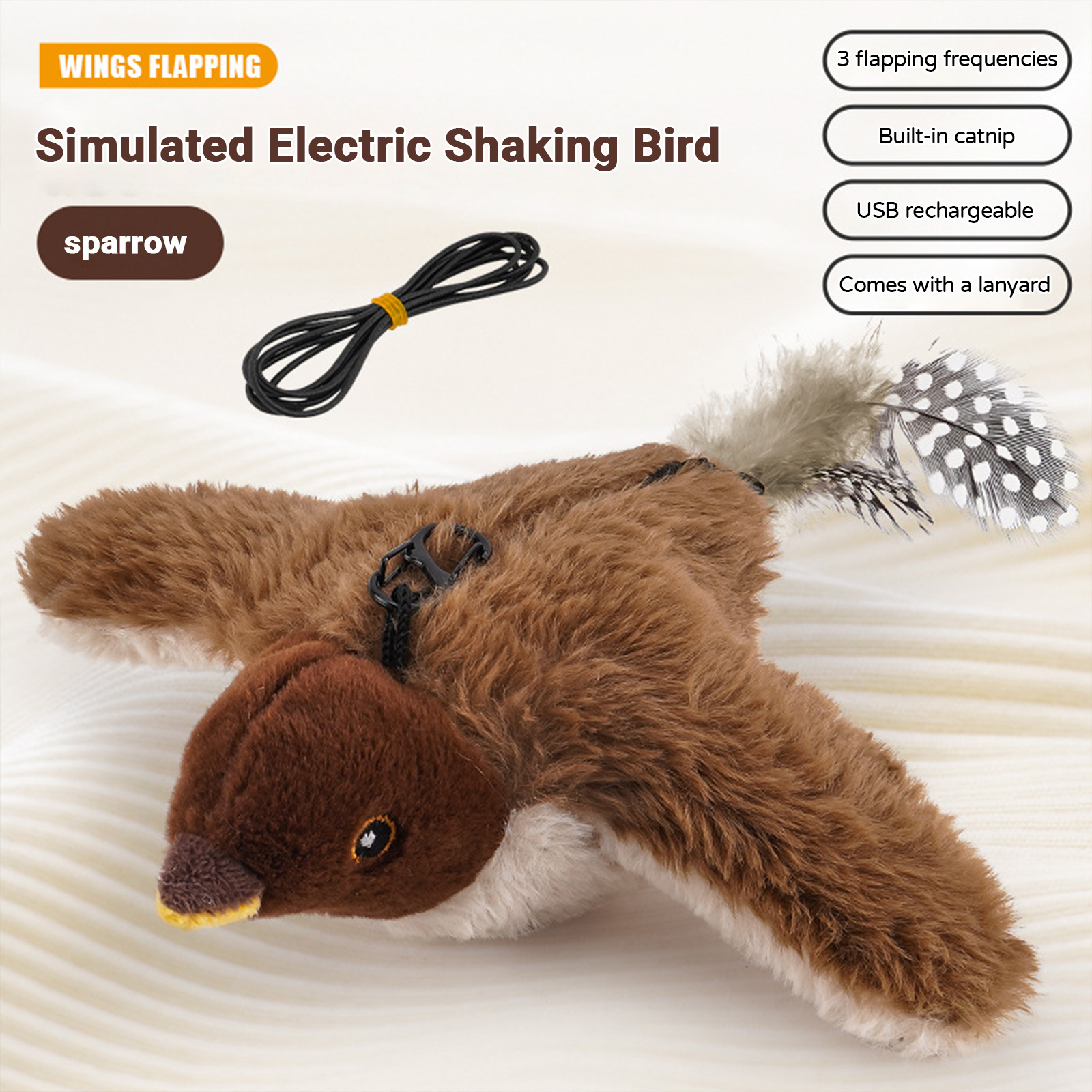 Flappy Flying Bird Cat Toy with Flapping & Chirping Sounds (NO Flying) – 2026 New Interactive Chirping Bird Cat Toy, Indoor Exercise Toy for Bored Cats