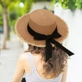 thumbnail image 4 of Womens Sun Hat Floppy Wide Brim Foldable Hat for Beach Travel Days Women's Summer Wide Straw Hat Bow Beach Sun Hat, 4 of 4