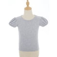 thumbnail image 2 of Nyeemya Kids Girls Soft Cotton Basic T-shirt Summer Round Neck Puff Short Sleeve Solid Color Tee Grey 5T, 2 of 6