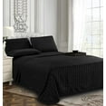 thumbnail image 3 of Elegant Comfort 4-Piece Damask Stripe Bed Sheet Set, 1500 Thread Count Microfiber, Wrinkle-Resistant, Twin XL, Black, 3 of 5