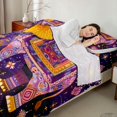 thumbnail image 4 of Erosebridal Elephant Bed Sheets, Purple Mandala Full Size Sheets, 4pcs 1 Flat Sheet 1 Fitted Sheet and 2 Pillowcases, 4 of 6