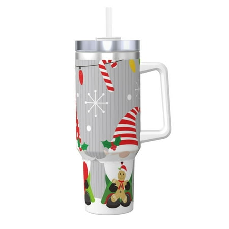 

Gaeub Merry Christmas Gnome1 Print Stainless Steel Hot/Cold Coffee Cup 40oz Ice Bully Cup With Handle And Straw Travel Coffee Cup