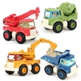thumbnail image 1 of Juguetes de construcción Olbyefly para niños de 2 a 5 años con 4 camiones, 1 of 7