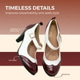 thumbnail image 3 of Chase & Chloe Women's Vintage-Inspired Mary Jane Pumps with Wingtip and Mid-Heel, 3 of 5