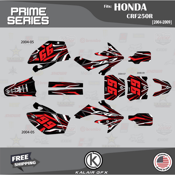 Kalair GFX Graphics Kit for Honda CRF250R (2004-2005) Prime Series