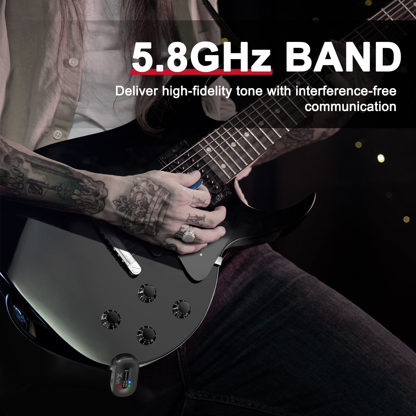 Xvive A58 Wireless Guitar System with 5.8GHz Transmitter and Receiver (Sunburst)