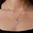 thumbnail image 3 of Gem Stone King 925 Sterling Silver Pink Mystic Topaz and Blue Created Sapphire Pendant Earrings Set for Women (4.28 Cttw, Gemstone Birthstone, with 18 inch Chain), 3 of 4