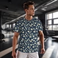 thumbnail image 3 of Wukai Daisy Floral B Print Men's Short-Sleeved Mesh T-Shirt,Quick-Dry Short Sleeve Workout T-Shirt-X-Small, 3 of 8