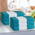 thumbnail image 3 of Superior Cabana Striped 6-Piece Oversized Cotton Beach Towel Set, Turquoise, 3 of 8