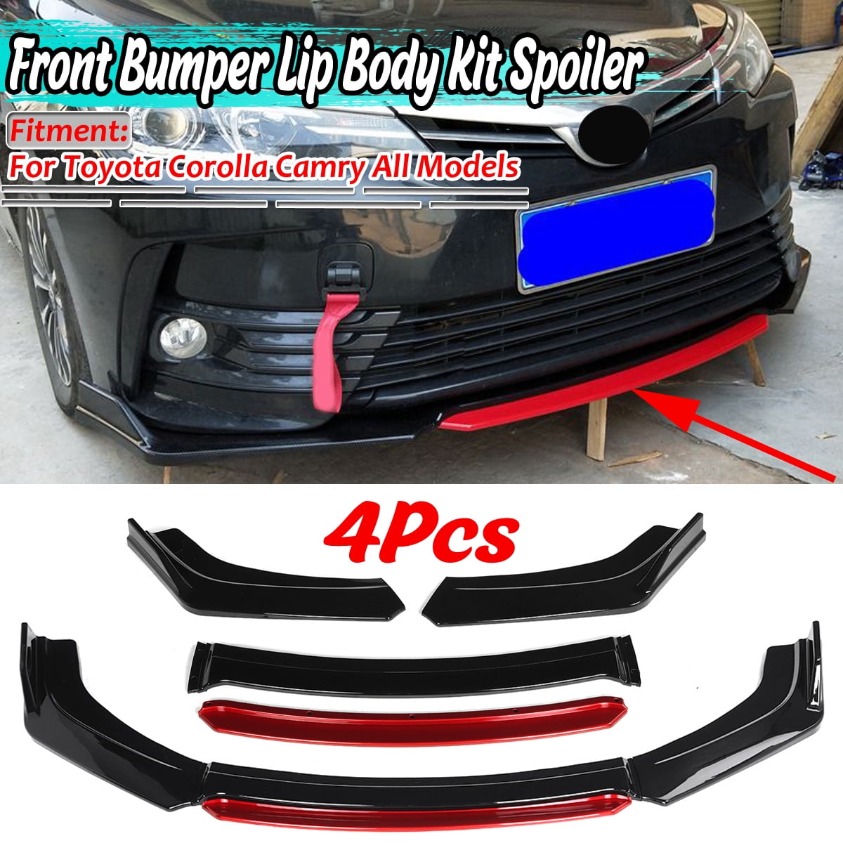 8ft Carbon Fiber PU Bumper Spoiler Chin Splitter Lip Trim Body Kit For Audi A4