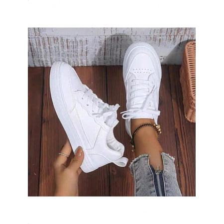 Women White Sneakers Spring & Autumn Sport Running Casual Lace-Up Flat Skid-Proof Shoes for Women 2026 Women White Sneakers Spring & Autumn Sport Running Casual Lace-Up Flat Skid-Proof Shoes for Women 2026