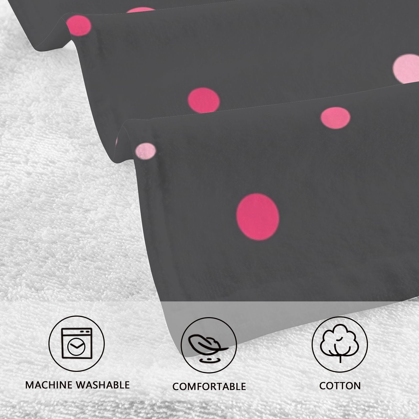 Pink Dots Hand Towels Cotton Bath Towels Large Face Towels Absorbent for Bathroom 2 Packs