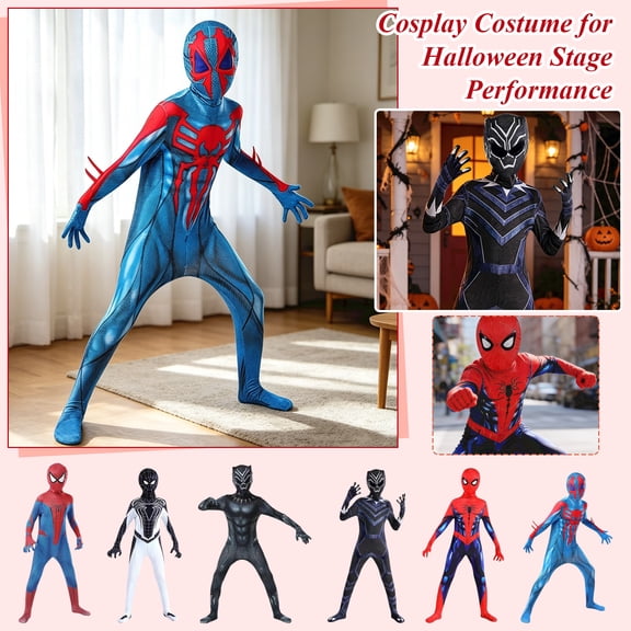 SHOWONSKY Superhero Suit Classic Spider Pattern Body Suit for Stage Performance Halloween Party Role Play Dress Up Show Outfit