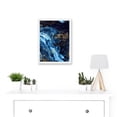 thumbnail image 2 of Abstract Dark Blue Gold Pour Watercolour Modern Artwork Framed Wall Art Print A4, 2 of 4
