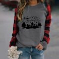 thumbnail image 2 of Sudadera de moda Gibobby con estampado navideño para mujer Top a cuadros negro L, 2 of 5