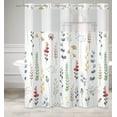 thumbnail image 3 of MIZHONA Spring Floral No Hooks Shower Curtains with Snap in Liner Colorful Flowers Fabric Bathroom Curtain，71"× 71", 3 of 4
