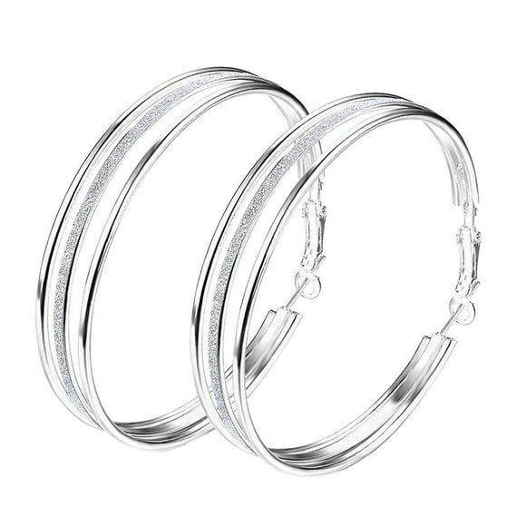 Riforla Vintage Large Hoop Earrings Thin Dangle Elegant Rhinestone Earrings Wedding Earrings for Women Womens Jewelry Silver
