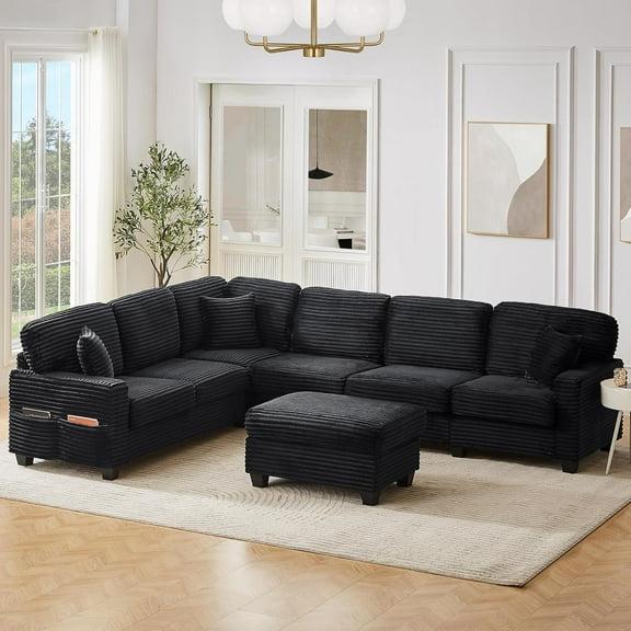 125.2 Inch Cloud Sectional Couch for Living Room, U Shaped 6 Seat Modular Sectional Sofa with Ottoman