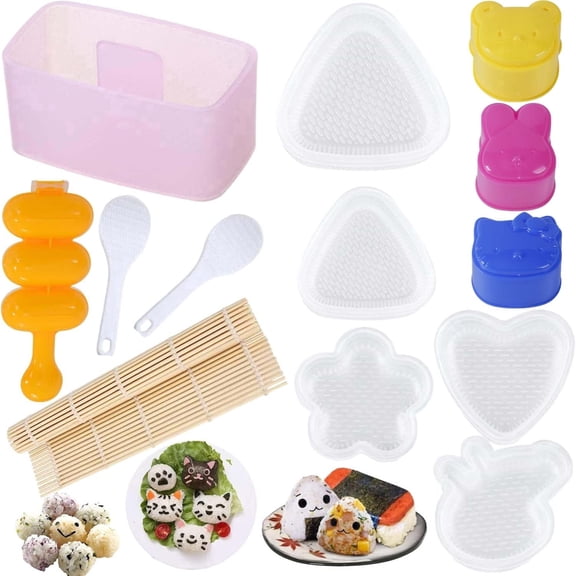 Onigiri Mold Set - 13pcs Spam Musubi Maker Press Rice Ball Mold Sushi Rolling Mat Sushi Making Kit for Lunch Bento and Home DIY