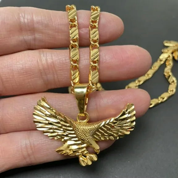 GKNET Golden Eagle 24K Gold Plated Pendant 50CM/60CM Necklace Chains Fashion Jewelry