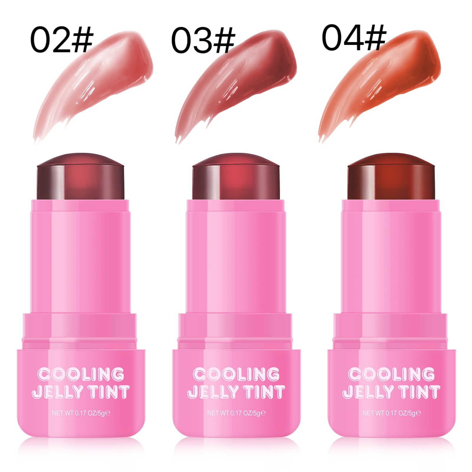 Ikzee Cooling Jelly Tint,Multi-use Jelly Blush Stick,Jelly Blush Stick for Lip, Cheek, Eye Makeup,3 PCS Sheer Lip & Cheek Stain