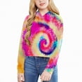 thumbnail image 2 of Godom Girls Shirts Size 14-16 Kids Girls Casual Loose Active Long Sleeves Hoodies Sweatshirts Hooded Short Pullover Tie Dye Teen Crop Tops Girls Tops, 2 of 4