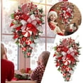 thumbnail image 6 of Christmas Candy Cane Teardrop Wreath, Festive Candy Cane Bow Christmas Wall Hanging, Large Red White Xmas Door Decor Indoor Outdoor Holiday Porch Decoration (2), 6 of 10