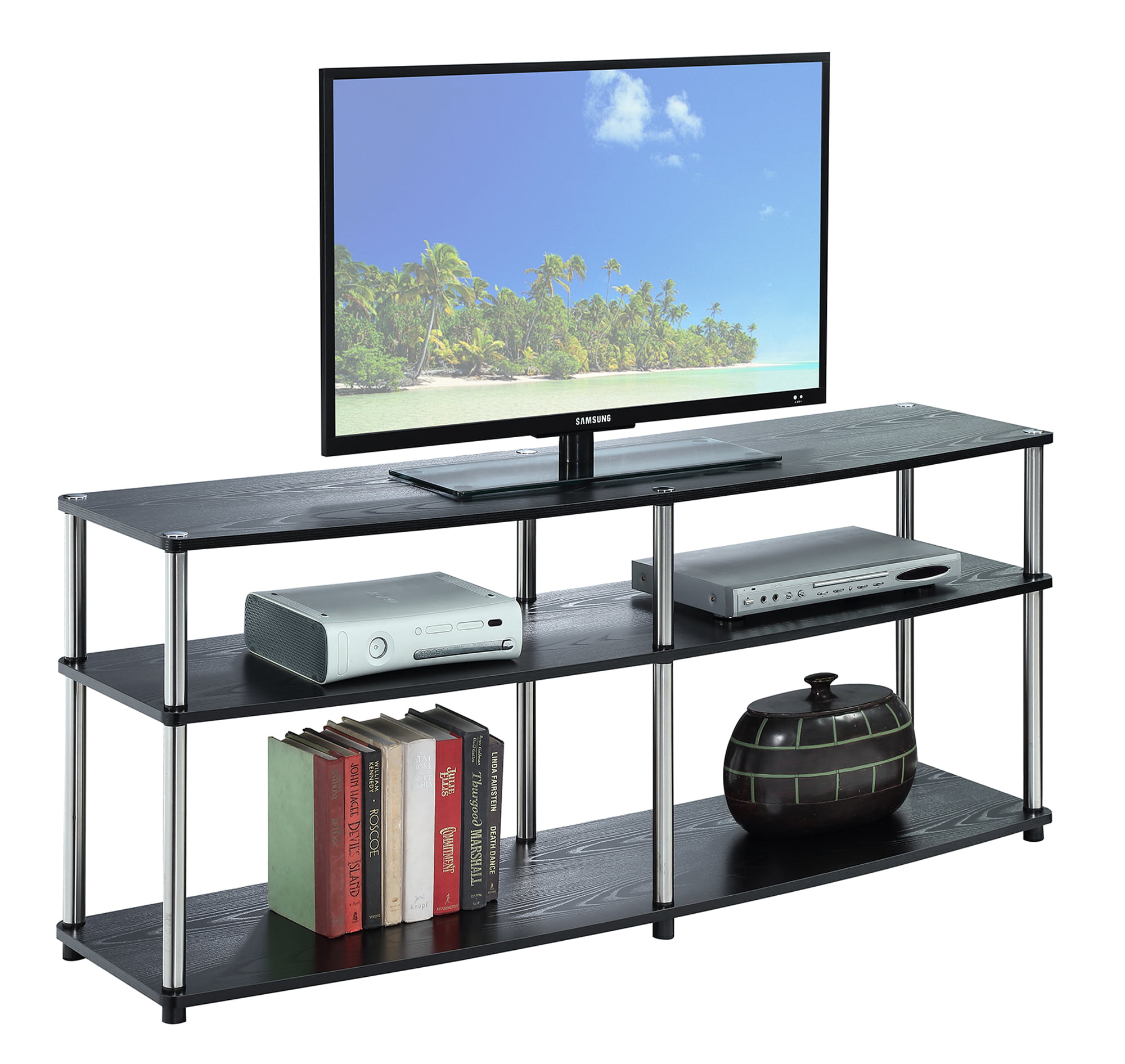 Convenience Concepts Designs-2-Go Wide 3-Tier TV Stand White 
