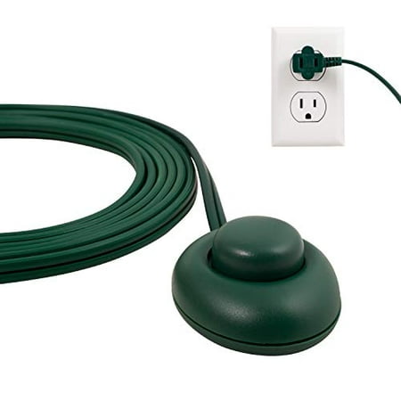 Philips Extension Cord with Footswitch, 9 Ft Long Cord, One Polarized Outlet, On/Off Switch, Perfect for Holiday/Christmas Indoor Lighting, Green, SPS1036GF/27
