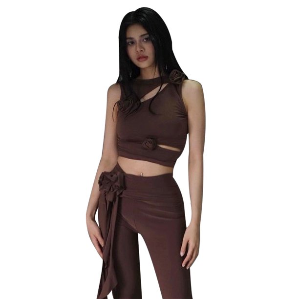Chaleco Verano nueva moda tendencia ins sexy rosa hueco irregular color sólido chaleco Cgtredaw Para estrenar