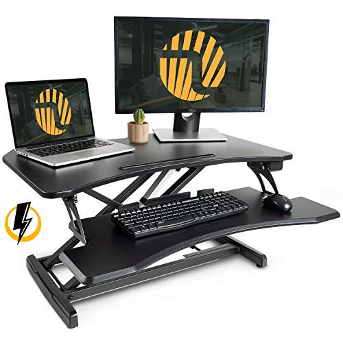 FEZIBO Electric Standing Desk Converter 34 inch Black Height Adjustable