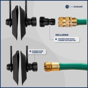 Five Oceans Outboard Motor Muffs, Universal Outboard Motor Flusher, Black PVC Marine Grade Rectangular Muffs, Coated Steel Bracket, Includes Garden Hose Connector and Quick Connect Adapter - FO1884