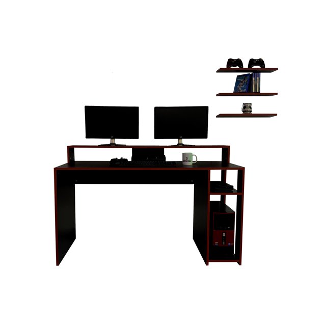 Escritorio Gamer Mesa para Computadora con Repisas DECOMOBIL EscriGamerR-R