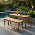 thumbnail image 4 of Hommoo 48" Acacia Wood Bench, Wooden Bench with Breathable Slat Seat, Triangular Support Frame, for Dining Room, Patio, Entryway & Garden, Natural, 4 of 7