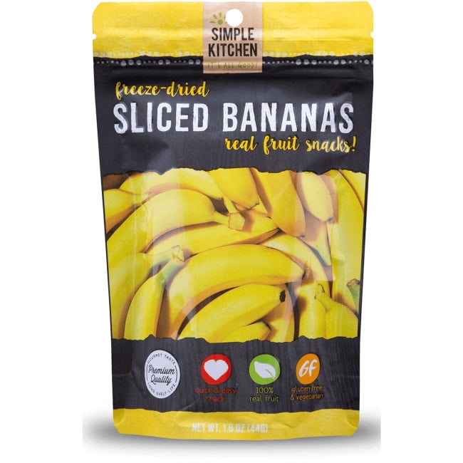 Simple Kitchen FreezeDried Bananas, Single Serve Pouch, 1.6 Oz