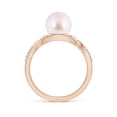 thumbnail image 2 of Angara Japanese Akoya Cultured Pearl and Diamond Infinity Ring in 14K Rose Gold for Women | June Birthstone Jewelry for Her, 2 of 7
