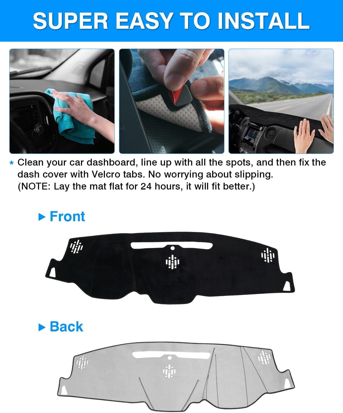 Canvcle Dashboard Cover Mat for 2015-2020 Chevy Chevrolet Tahoe/Suburban/GMC Yukon Accessories Dash Cover Flannel Dash Mat Sunshade Glare UV Rays Protector