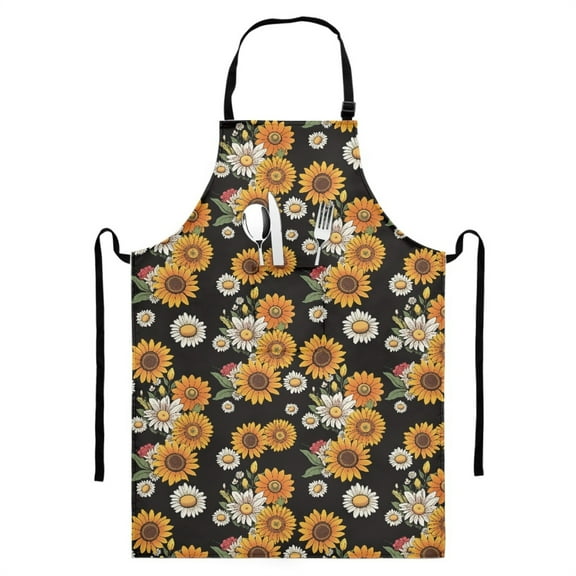 Xuewen Home Aprons for Men Women with Pockets , Sunflower Long Apron , Waterproof Kitchen Cooking Aprons , Chef Apron with Adjustable Neck Strap