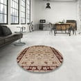 thumbnail image 3 of Ahgly Company Indoor Round Mid-Century Modern Sienna Brown Oriental Area Rugs, 3' Round, 3 of 6