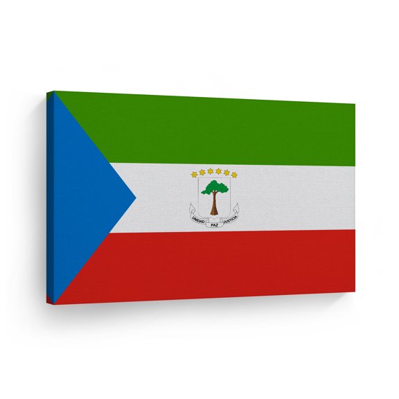 Smile Art Design Equatorial Guinea Flag Canvas Wall Art Print Country Flags Office Living Room Dorm Bedroom Kitchen Man Cave Sports Club Bar Decor Modern Home Decor Ready to Hang Made in USA - 30x40