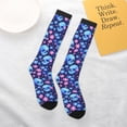 thumbnail image 4 of Daiia Sports Socks Blue Skull Flower Printed Novelty Crew Socks for Men Women Knee High Socks Cotton Socks Soft & Breathable Support Unisex Socks, 4 of 9
