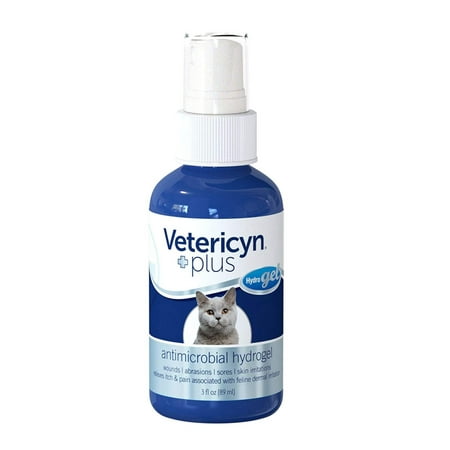 Plus Feline Antimicrobial Wound Care Hydrogel | Cat Skin Care and First Aid Spray – Itch and Sore Relief – 3-Ounce, Helps with your cat's cuts, scrapes, sores,.., By